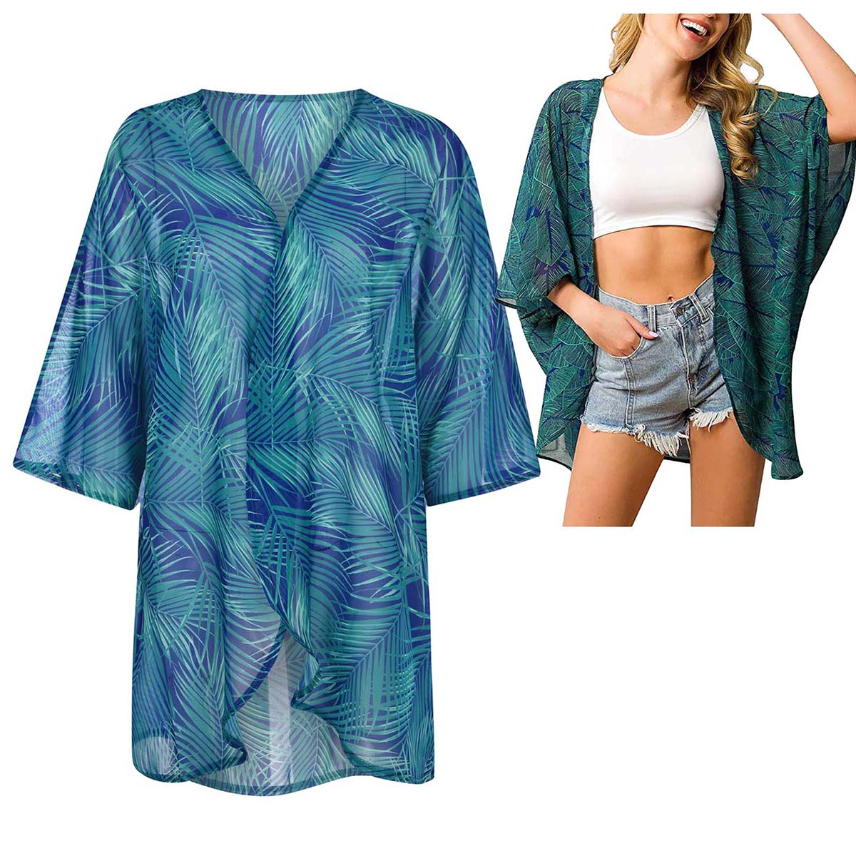 Cárdigans tipo kimono de gasa  - Kimono Sheer Floral reseña y precio
