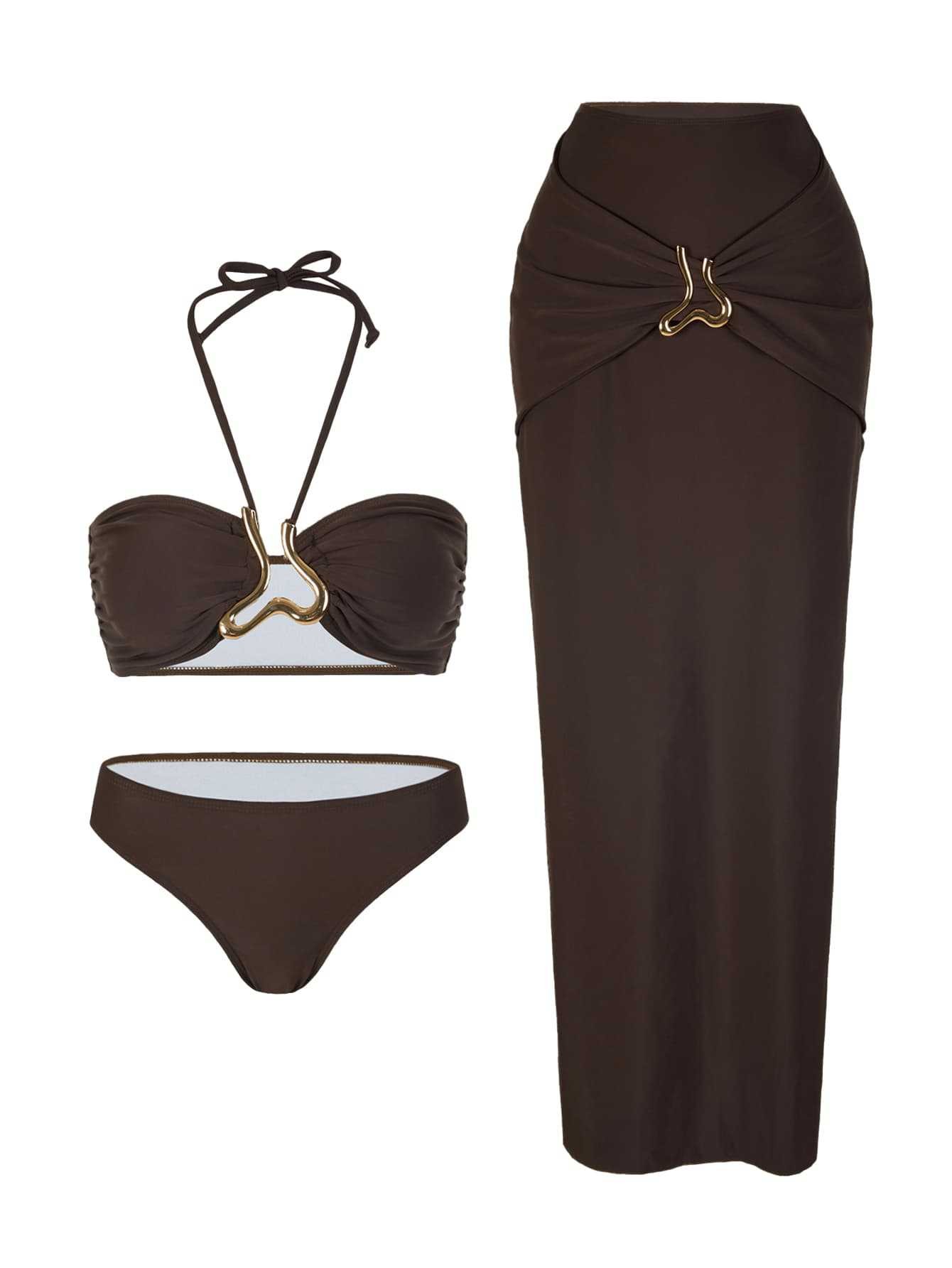 Traje de baño de dos piezas pa - Swimsuit Bikini Ruched reseña y precio