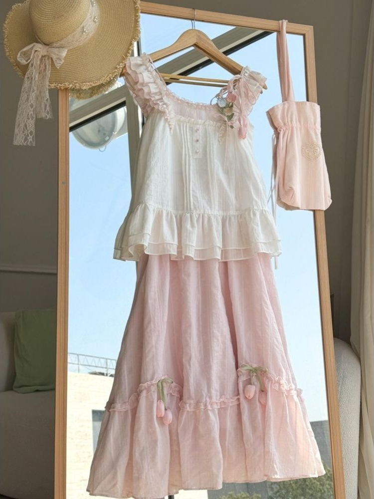 Conjunto de Dos Piezas con Vol - Midi Skirt Floral reseña y precio