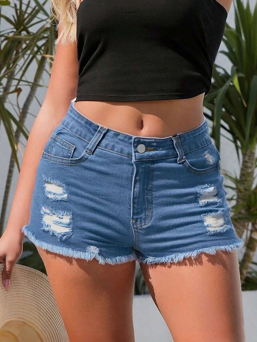 Shorts de Mezclilla para Mujer - Shorts Denim Frayed reseña y precio